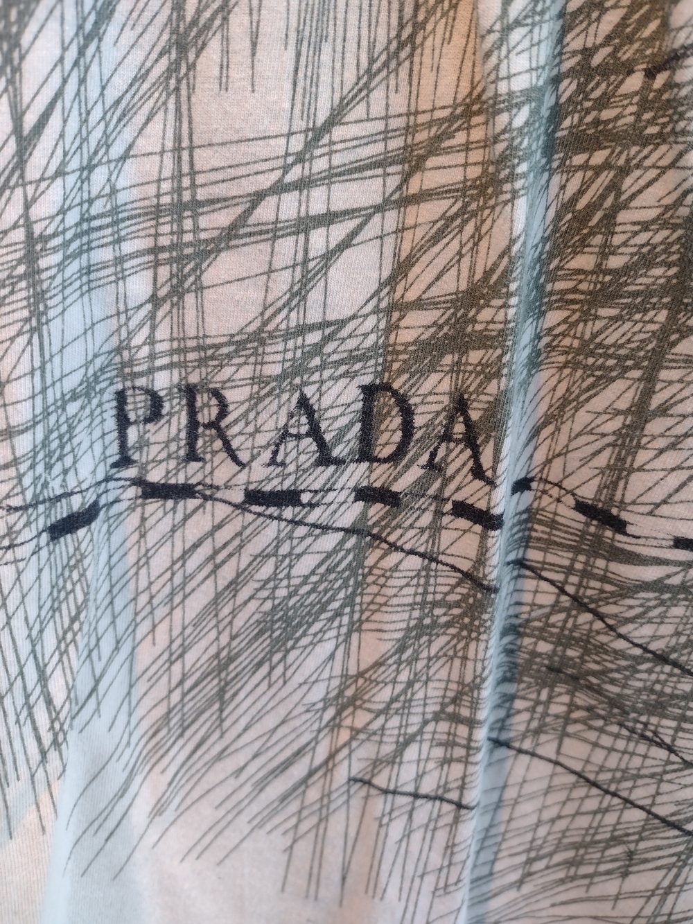 Prada Beige Tee with Black Graphic Illustration - Picture 3 of 8
